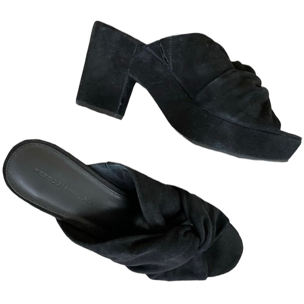 REBECCA MINKOFF Black Suede Platform Sandals